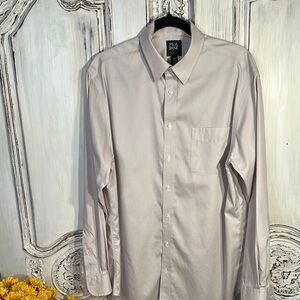 Men's Jo’s.A.Bank Gray Beige Button Down Dress Shirt